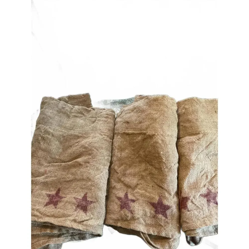 Rustic Primotive Burlap Star Print  Valences (Set of 3)